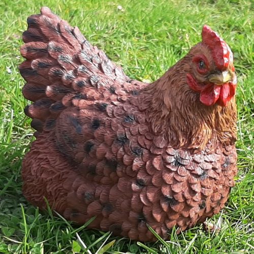 Beeld broedende bruine kip voor binnen of buiten 18cm