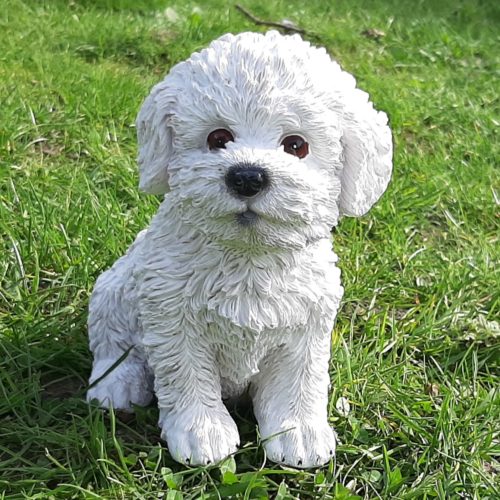 Beeldje Bichon puppy wit 15 cm hoog