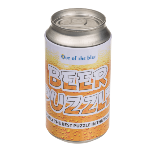 Blik bier met bier-puzzel binnenin