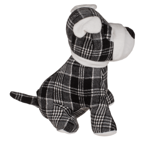 Deurstopper hond, geruit in wit zwart en grijs