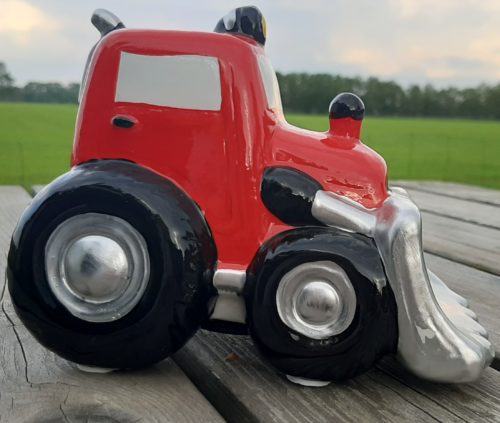 Spaarpot tractor rood met schuif